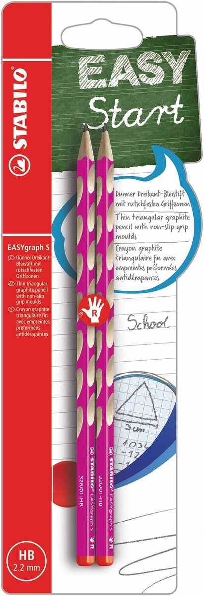 Stabilo easygraph s hb rechtshandige grafietpotloden roze - 2st.
