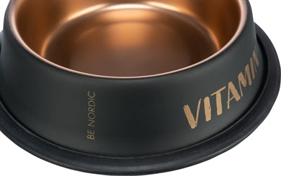 Trixie be nordic voer waterbak rvs rubber zwart brons