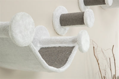 Trixie katten klimset voor aan de muur 4 klimplekken wit grijs