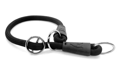 Load image into Gallery viewer, Morso half slip halsband hond soft rope gerecycled black zwart
