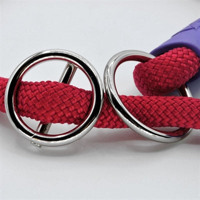 Load image into Gallery viewer, Morso half slip halsband hond regular rope gerecycled red velvet rood
