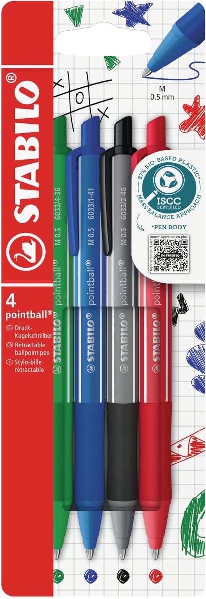Stabilo pointball colorful balpennen - 4dlg.