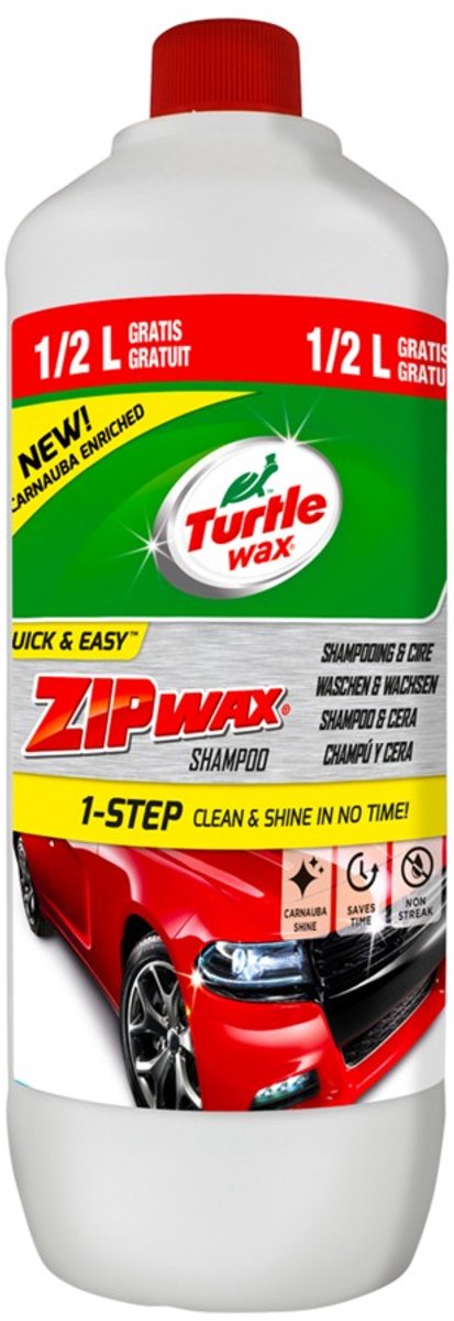 Turtle wax zip wax shampoo - geconcentreerd - reinigt diep glanst - vult de bestaande waxlaag aan - streeploze en vlekvrije afwerking - 1,5 liter