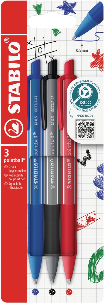 Afbeelding laden in galerijviewer, Stabilo pointball - balpen - colorful - navulbaar - etui met 3 kleuren
