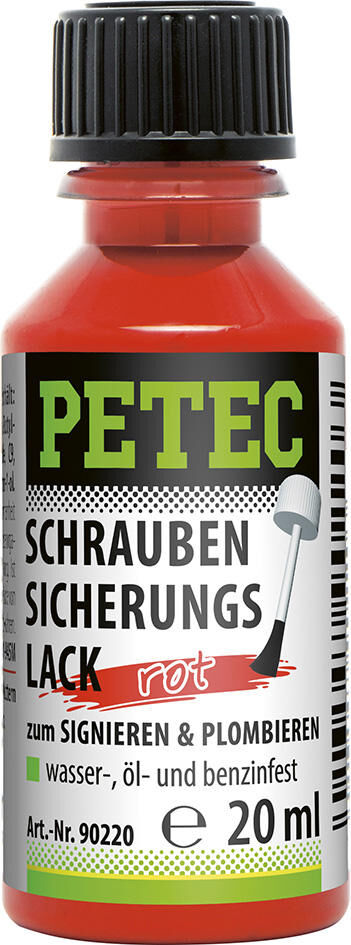 Petec schroefbeveiligingslak safety varnish red 20ml