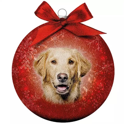 Load image into Gallery viewer, Plenty gifts Kerstbal frosted golden retriever rood
