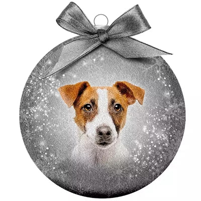 Load image into Gallery viewer, Plenty gifts Kerstbal frosted jack russel zilver
