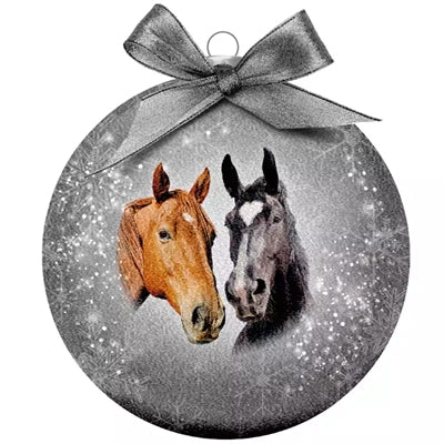 Load image into Gallery viewer, Plenty gifts Kerstbal frosted paard zilver
