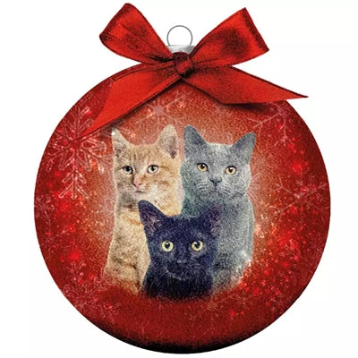 Load image into Gallery viewer, Plenty gifts Kerstbal frosted katten rood
