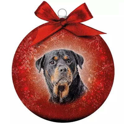 Load image into Gallery viewer, Plenty gifts Kerstbal frosted rottweiler rood
