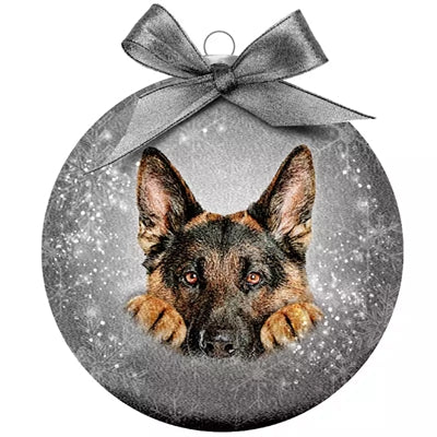 Load image into Gallery viewer, Plenty gifts Kerstbal frosted duitse herder zilver
