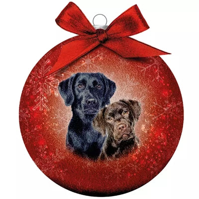 Load image into Gallery viewer, Plenty gifts Kerstbal frosted labradors rood
