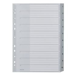 Tabbladen leitz grijs 1 tot 10 a4 polypropyleen