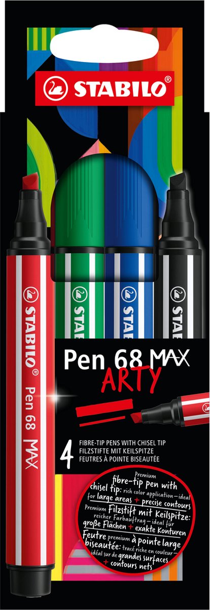Afbeelding laden in galerijviewer, Stabilo pen 68 max arty - viltstift met dikke beitelpunt - set 4 stuks
