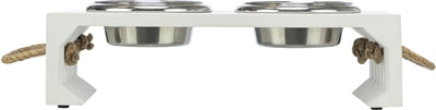 Load image into Gallery viewer, Trixie be nordic set voerbak waterbak hout rvs wit
