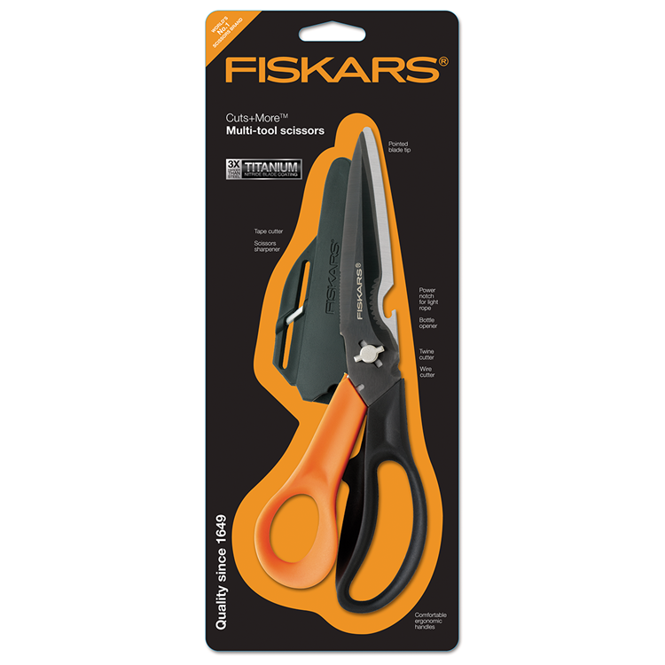 Afbeelding laden in galerijviewer, Fiskars cuts more multifunctionele schaar - met beschermhoes - 23 cm
