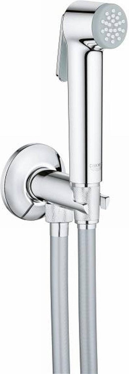 Grohe tempesta-f trigger spray 30 handdoucheset - 1 straalsoort - rond - met houder - met geãƒâ¯ntegreerde hoekstopkraan - gladde slang - 125cm - chroom
