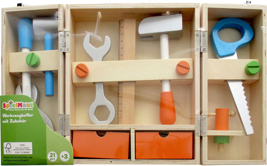 Vedes spielmaus houten gereedschapskist met accessoires