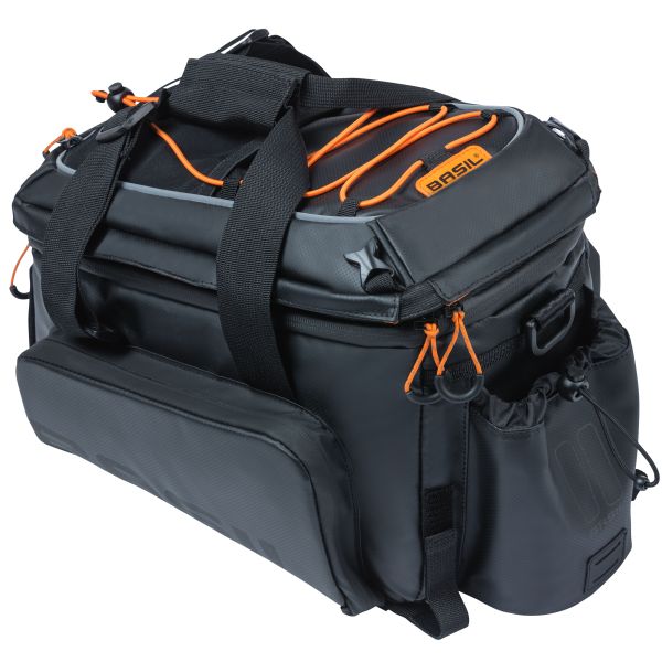 Load image into Gallery viewer, Basil Miles XL Pro bagagedragertas, zwart oranje, waterdicht, 9-36L, geschikt voor elektrische fietsen

