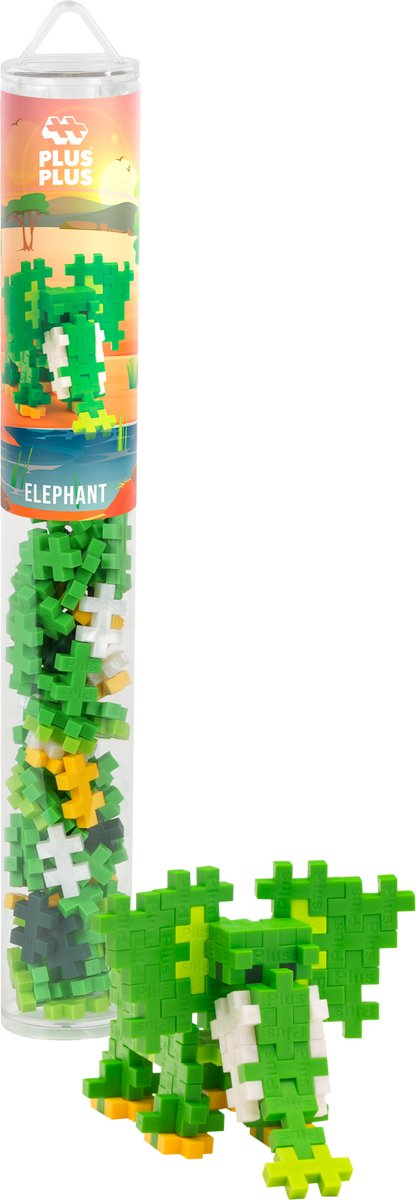 Plus-plus olifant 100 delige bouwset tube - 4323 - bouwspeelgoed - constructiespeelgoed - set met bouwstenen - vanaf 5 jaar