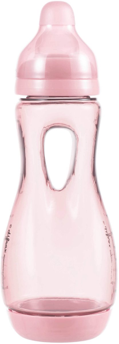 Difrax babyfles handgreep - 240 ml - roze - 1 stuk - anti koliek