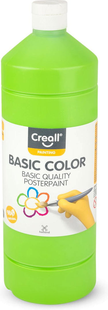 Creall plakkaatverf - lichtgroen - licht groene schoolverf - fles 1000ml - gemaakt in nederland - professionele kwaliteit - basic color - vegan - glutenvrij