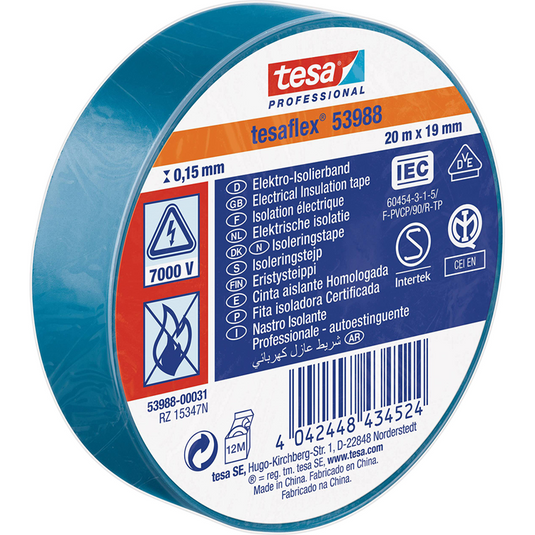 Tesa professional 1064503 - tesa 53988 electronische isolatietape 20m 19mm blauw | 10 stuks