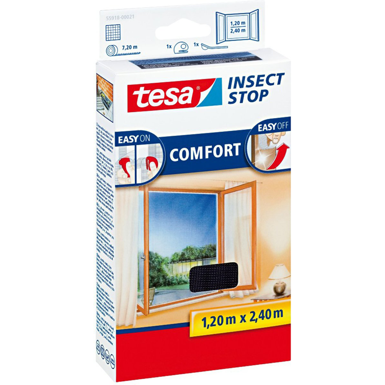 Afbeelding laden in galerijviewer, Tesa insect stop h l fly screen premium for windows - hor met sterke klittenband, verwijderbaar zonder resten, op maat snijden - 120 x 240 cm - antraciet (transparant)
