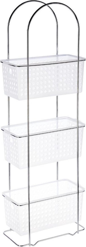 5five doucherekje badkamerrekje staand - metaal kunststof - met 3 lagen - 30 x 15 x 85 cm - opberg rekjes voor shampoo douchegel