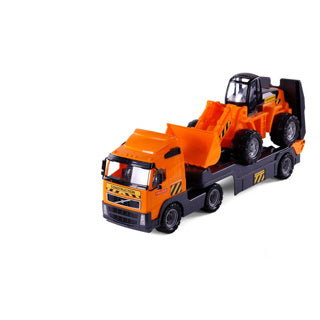 Load image into Gallery viewer, Polesie volvo vrachtwagen met oplegger en bulldozer
