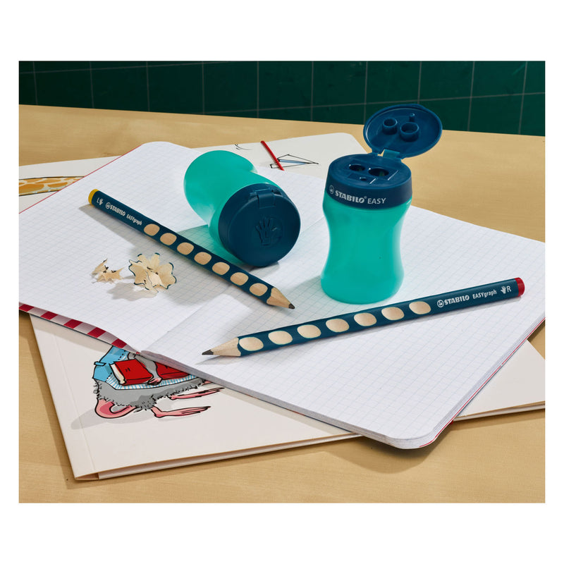 Afbeelding laden in galerijviewer, Stabilo easysharpener - 3 in 1 puntenslijper - rechts - petrol
