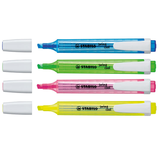 Stabilo tekstmarker swing cool 275 4 kleurenassortiment breed beitelpunt 4 stuk