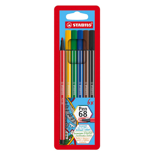 Stabilo pen 68 - viltstift - set met 6 stuks