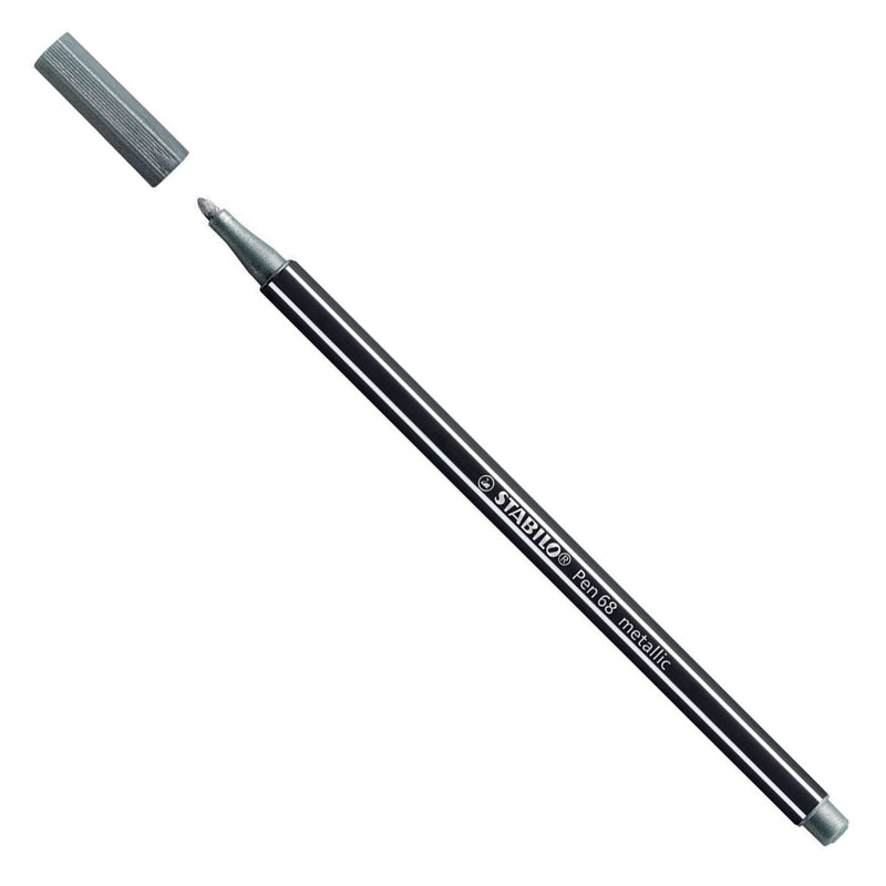 Load image into Gallery viewer, Stabilo pen 68 metallic- viltstift - zilver (68 805)
