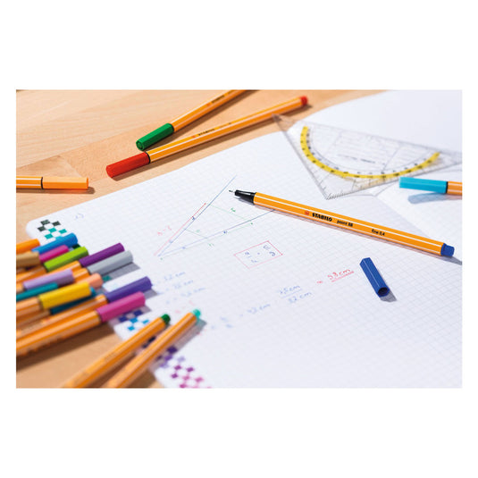Stabilo point 88 - fineliner 0,4 mm - 50 stuks metalen etui - met 47 verschillende kleuren