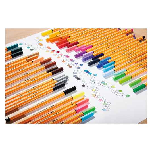 Stabilo point 88 - fineliner 0,4 mm - 50 stuks metalen etui - met 47 verschillende kleuren