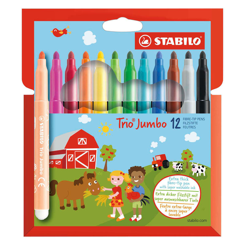 Load image into Gallery viewer, Stabilo trio jumbo - viltstift - set met 12 stuks
