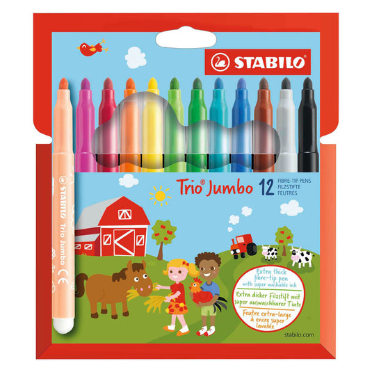 Stabilo trio jumbo - viltstift - set met 12 stuks