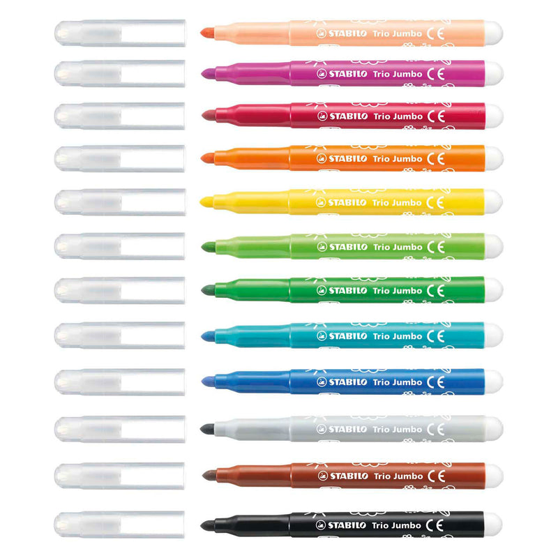 Load image into Gallery viewer, Stabilo trio jumbo - viltstift - set met 12 stuks
