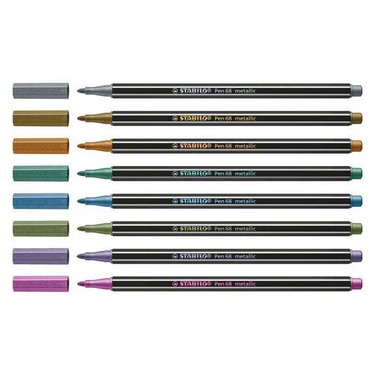 Stabilo pen 68 metallic etui 8 kleuren