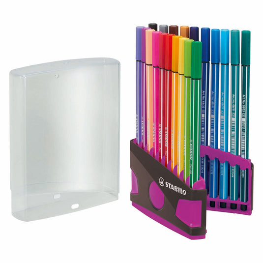 Stabilo pen 68 in 20 kleuren antraciet roze
