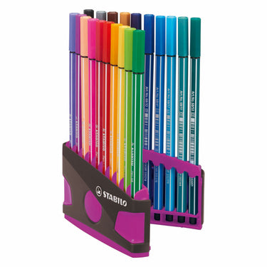 Stabilo pen 68 in 20 kleuren antraciet roze
