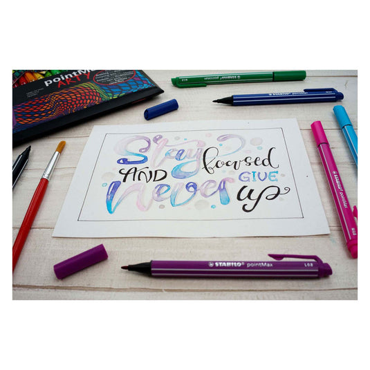 Stabilo pointmax - hardtip fineliner 0,8 mm - arty etui met 15 kleuren