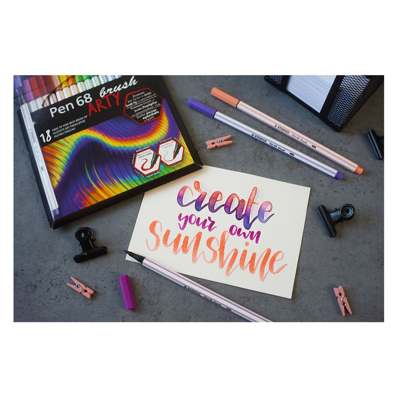 Afbeelding laden in galerijviewer, Stabilo pen 68 brush - viltstift - arty - set met 18 stuks
