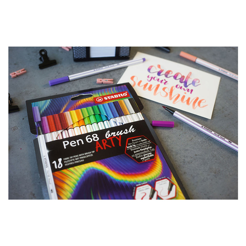 Afbeelding laden in galerijviewer, Stabilo pen 68 brush - viltstift - arty - set met 18 stuks
