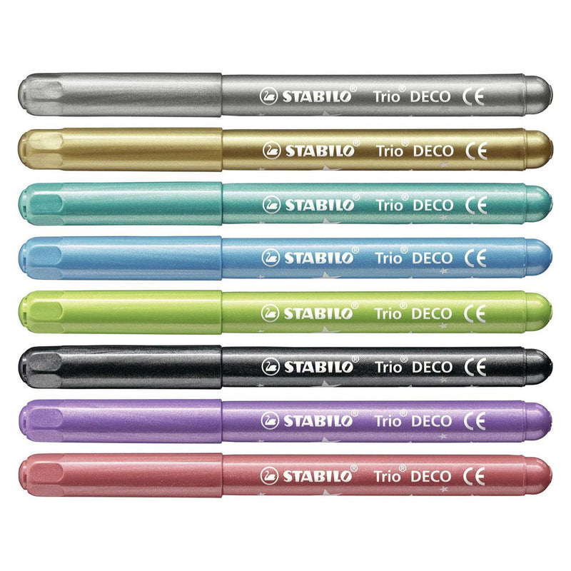 Load image into Gallery viewer, Stabilo trio deco - metallic viltstift - etui met 8 stuks

