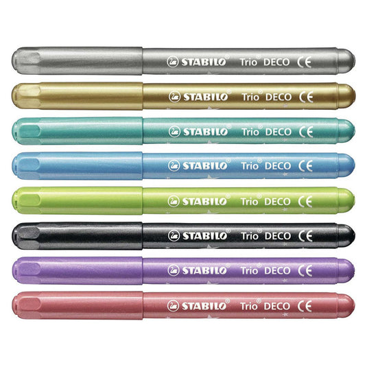 Stabilo trio deco - metallic viltstift - etui met 8 stuks
