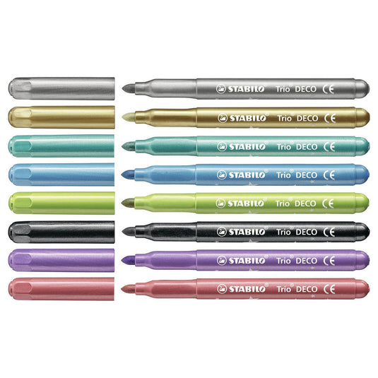 Stabilo trio deco - metallic viltstift - etui met 8 stuks