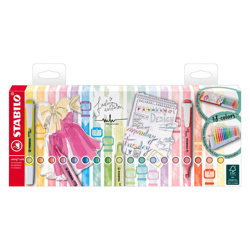 Afbeelding laden in galerijviewer, Stabilo swing cool - markeerstift - perfect voor onderweg - standaard pastel - deskset met 18 kleuren
