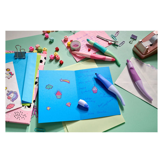 Stabilo easyorginial ergonomische rollerball pen - rechtshandig - blauwe inkt - navulbaar - pastel lila blush